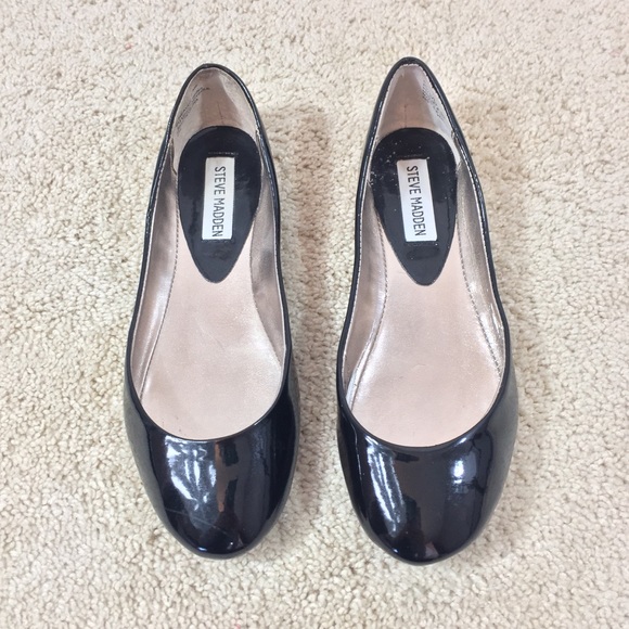 steve madden black patent leather flats